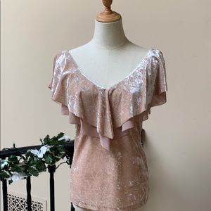 WHBM flutter sleeve crushed velvet top